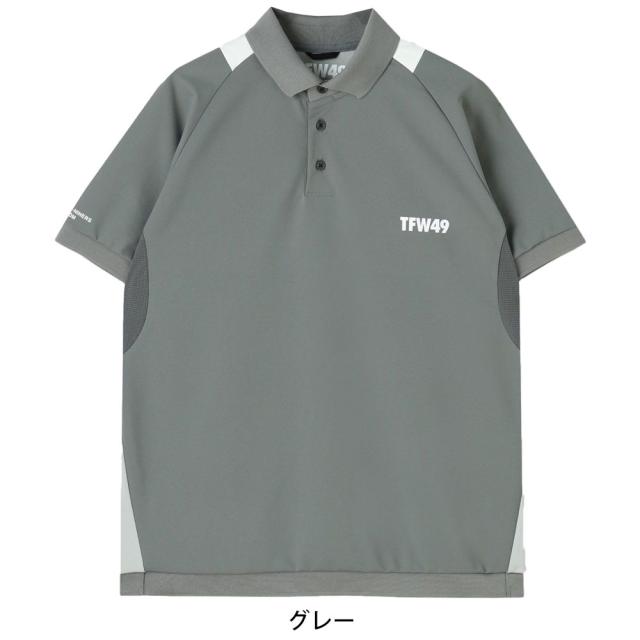 美品　TFW49 半袖　ポロシャツ TFW49 半袖 ポロシャツ 背面ロゴ ゴルフウェア ホワイト系 サイズL