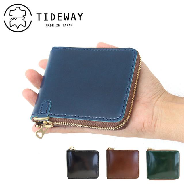 ポイント10% タイドウェイTIDEWAY  OIL CORDOVAN MIDDLE WALLET オイル コードバン ミドル ウォレット t2714 日本製 二つ折り 折財布 ミニウォレット 正規品