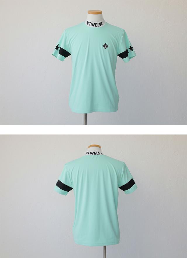 ポイント10% ゴルフウェア V12 モックネック 吸水速乾 JACQUARD LOGO