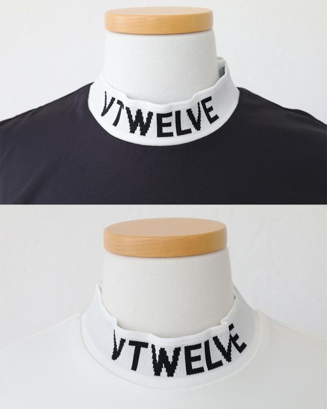 ポイント10% ゴルフウェア V12 モックネック 吸水速乾 JACQUARD LOGO