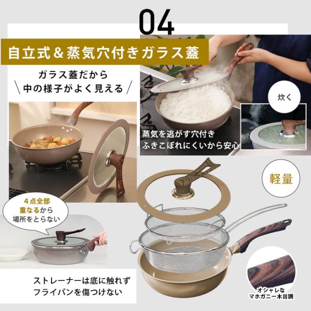 IH用】ギャル曽根プロデュース！スルッと長持ち万能フライパン鍋4点