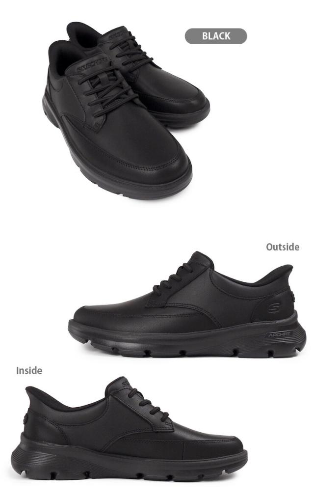 スケッチャーズ スリップインズ アーチフィット ビジネスシューズ メンズ 25 25.5 26 26.5 27 ブラック SKECHERS ARCH FIT GARZA-ROWAN Hands Free Slip-ins ハンズフリー 205517/BBK カジュアルフォーマル 無地 黒 レザー 合皮【箱アウトレット】sh2411_1