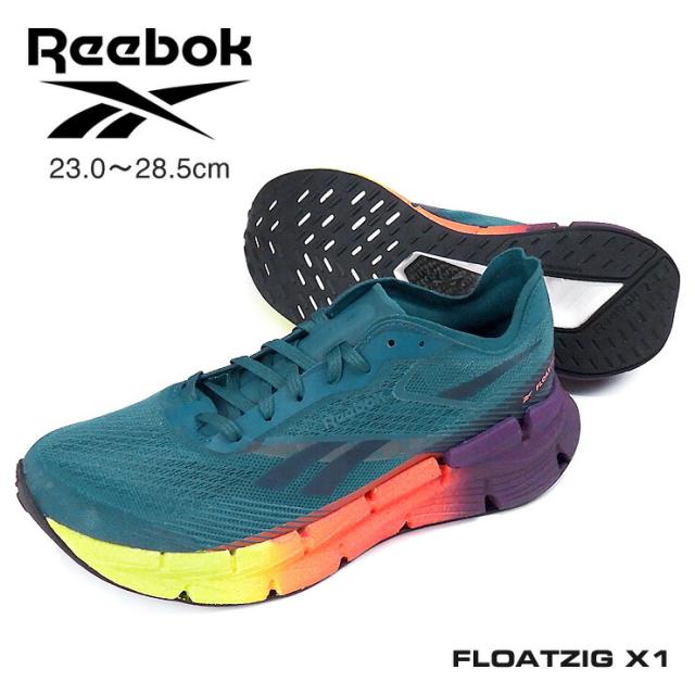 リーボック フロートジグ X1 ランニングシューズ レディース メンズ 23 23.5 24 24.5 25 26 26.5 27 28 Reebok FLOATZIG X1 ローカット スニーカー 100204920 ユニセックス 男女兼用 メッシュ BLUE/LIME/CORAL 【箱アウトレット】 sh2592