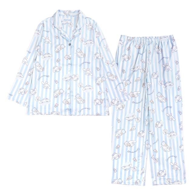 シナモロール パウダーストレッチ シャツパジャマ 上下セットアップ
