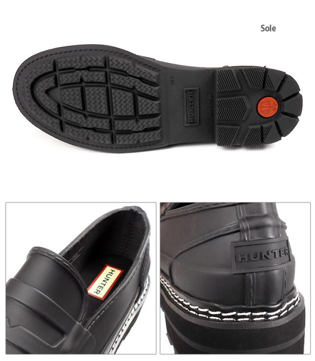 HUNTER レインシューズ　ローファー　ブラック HUNTER REF STITCH PENNY LOAFER レインローファーシューズ レディース