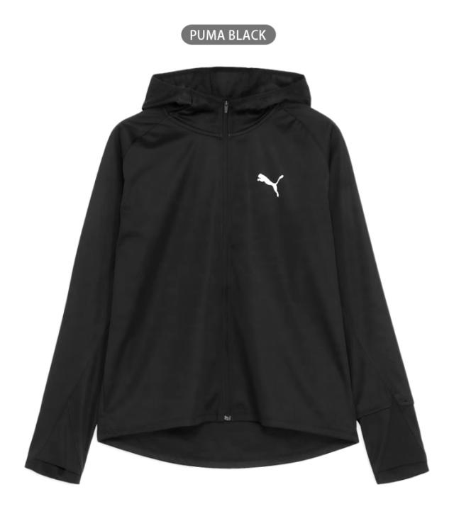 【大きいサイズあり】PUMA ランニング RF 防風 ニットフーディー ユニセックス S L XL XXL ブラック 526151 01 プーマ ジャケット アウター 薄手 薄地 男性 紳士 レディース 婦人 シンプル 無地 長袖 ジッパー ジップアップ 前開き 黒 PUMA BLACK 2884_1