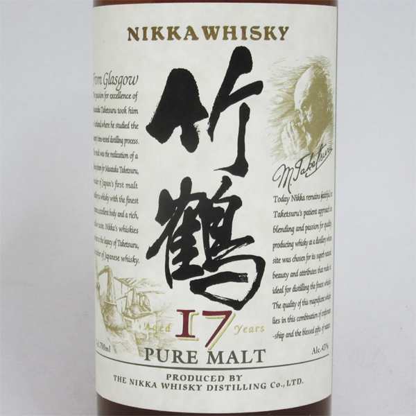 旧ボトル】竹鶴17年 ピュアモルト 43度 700ml （箱なし）