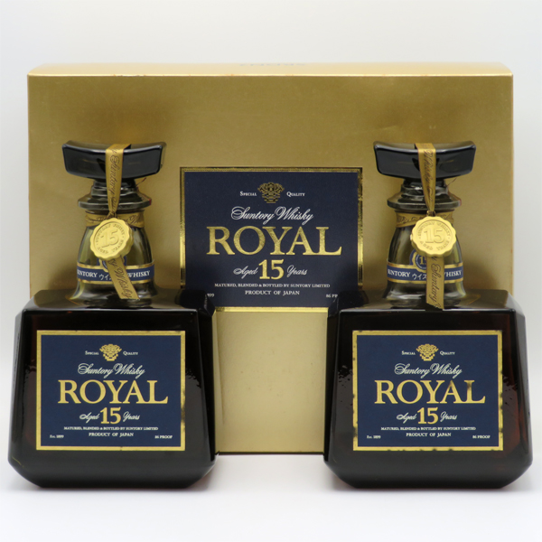 【2本入り】【レトロ】サントリーウイスキー ローヤル15年 ブルーラベル 43度 700ml （専用化粧箱入）の通販は 41,790円