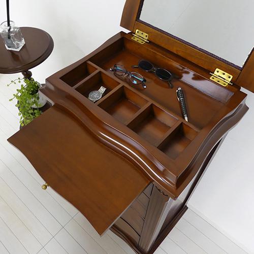 クロシオ 【完成品】 アンティーク ミラー付チェスト4段