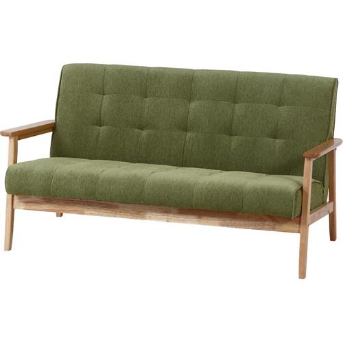 不二貿易 【完成品（一部取付）】ソファ２人掛け 幅１３３ｃｍ グリーンの通販は