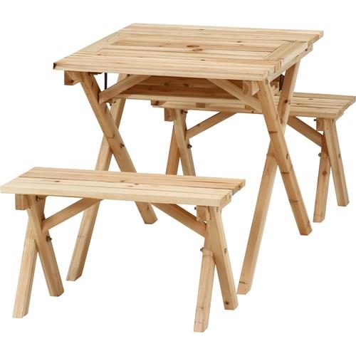 不二貿易 【組立品】ＢＢＱテーブル＆ベンチセットミニ コンロスペース付 ＮＡ