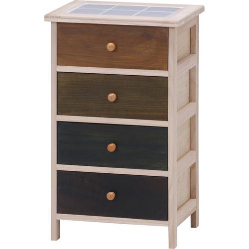 不二貿易 【完成品】桐製 マルチカラフル４段ボックス シンクエ ２の通販は 7,015円