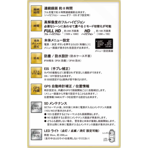 【長期保証付】Driveman(ドライブマン) Driveman BS-9b-32GB-B ブラック バイクドライブレコーダーヘルメット簡単装着 32GB付_4