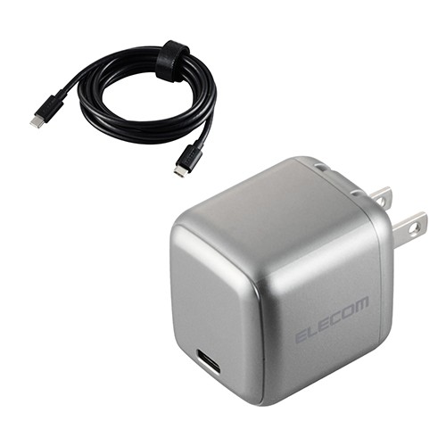 エレコム(ELECOM) ACDCPD8970SGY(スペースグレー) USB Power Delivery 70W AC充電器 CCケーブル付属 2mの通販は 6,194円