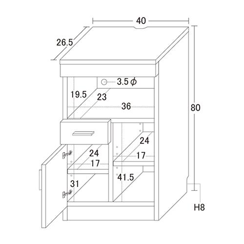 クロシオ 【完成品】27140 NEWルーター収納40 白木目の通販は