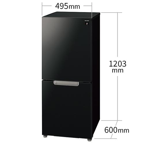 長期保証付】シャープ(SHARP) SJ-GD15P-B ピュアブラック 2ドア冷蔵庫