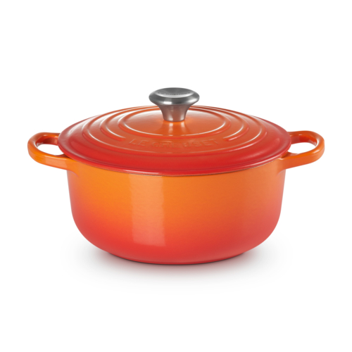 ル・クルーゼ(LE CREUSET) 【日本正規品】鋳物ホーロー鍋 両手鍋 シグニチャー ココット ロンド20cm オレンジ SSツマミ IH対応
