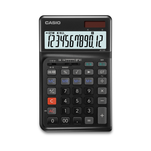 長期保証付】CASIO(カシオ) JE-12D-BK-N ブラック 人間工学電卓 右手 