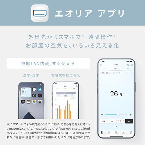 【長期保証付】＜エアコン 6畳用 2.2kw パナソニック エオリア Eolia CS-TX224D-W クリスタルホワイト 電源100V [配送のみ/設置工事なし]＞