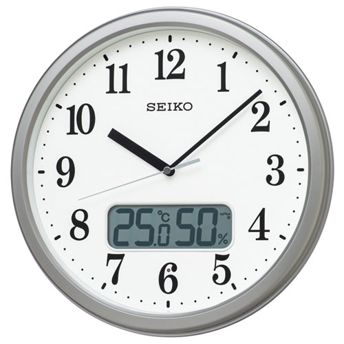 セイコー(SEIKO) KX244S 銀色メタリック スタンダード掛け時計 液晶表示付