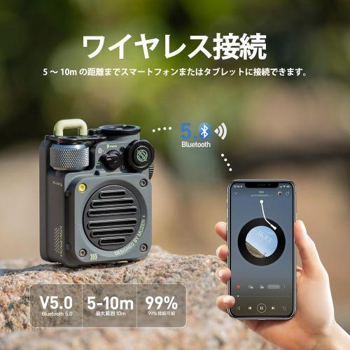 【長期保証付】MUZEN(ミューゼン) MW-PVXI2-MG メタルグレー Wild Mini 第2世代 Bluetooth スピーカー ミリタリースタイル 屋外用のフラッシュライトを装備_2