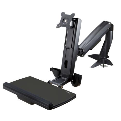 StarTech(スターテック) ARMSTSCP1 ブラック 昇降式モニタアーム キーボード・マウス台付き 24インチ対応