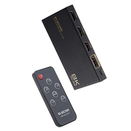 エレコム(ELECOM) DH-SW8KP31BK ブラック HDMI 切替器 3入力1出力 手動 / 自動