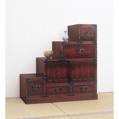 クロシオ 【完成品】民芸調 階段箪笥 左下がり 幅67cm