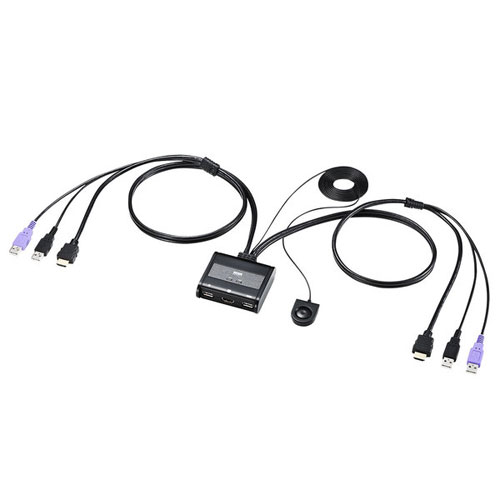 サンワサプライ SW-KVM2WHU HDMI対応手元スイッチ付きパソコン自動切替器 2:1
