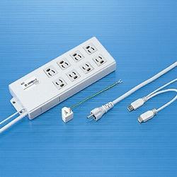 サンワサプライ TAP-RE2UN USB連動タップ 2ピン8個口 2m