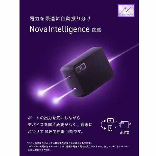 CIO(シーアイオー) NovaPort DUOII 120W2C ブラック 120W 2ポート GaN急速充電器 CIO-G120W2C-N2-BK_1