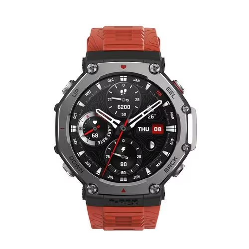 【長期保証付】アマズフィット(Amazfit) T-Rex 3 ラバ 48mm スマートウォッチ 赤