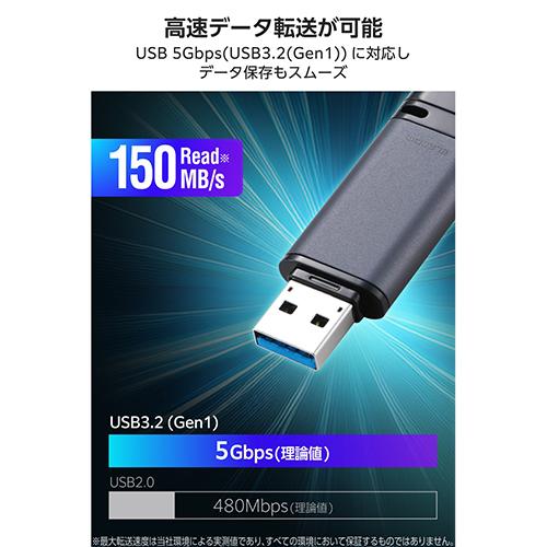 エレコム(ELECOM) MF-RCU3256GBK ブラック USBメモリ 256GB キャップ式 USB 3.2 Gen1 読み込み最大150MB/s 暗号化AES256 データ保護ソフト対応_3