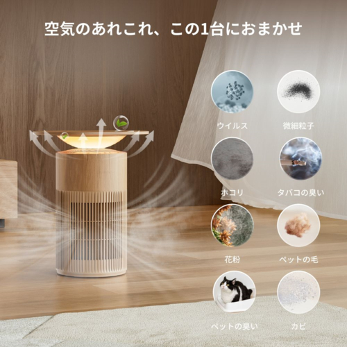 【長期保証付】SwitchBot(スイッチボット) SwitchBot 空気清浄機 Table W5302312 ナチュラルウッド　サイドテーブル　ムードライト　ワイヤレス充電器　適用床面積　〜25畳_3