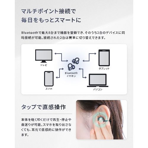 【長期保証付】REGZA(レグザ) RB-A1S‐RG ローズゴールド オープンイヤーカフ型完全ワイヤレスイヤホン 11mm振動板 3つのリスニングモード搭載 IP54防水防塵_8