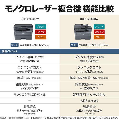 ブラザー(brother) JUSTIO ジャスティオ DCP-L2660DW モノクロレーザー複合機 A4/USB/LAN/WiFi_12