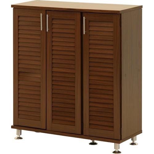 不二貿易 【組立品】ルーバーシューズボックス ワイド ブラウン