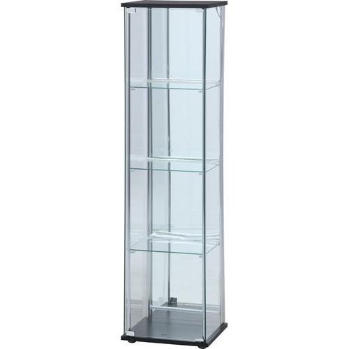 不二貿易 【組立品】ガラスコレクションケース ４段（背面ミラー） ＬＥＤ