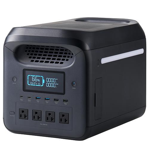 エレコム(ELECOM) DE-PS1200PBK ブラック ポータブル電源 1200P 容量 1229Wh AC出力 1500W 大容量