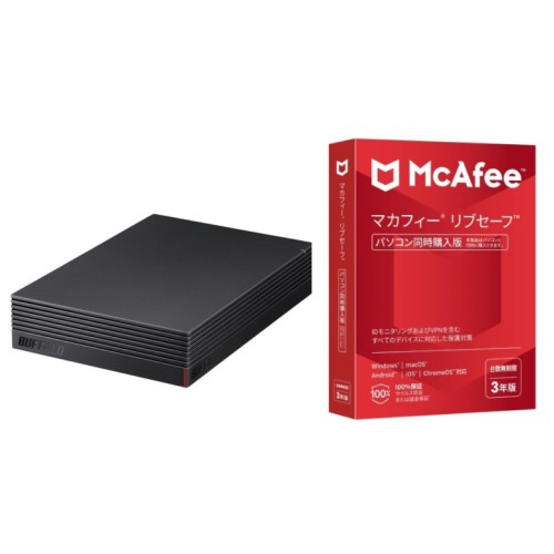 ＜HD-EDS4U3-BE パソコン&テレビ録画用 外付けHDD 4TB   マカフィー リブセーフ 3年 同時購入版＞