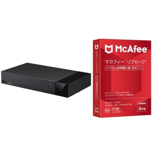 ＜HDV-SAM4.0U3-BKA TV録画用 外付けHDD 4TB + マカフィー リブセーフ 3年 同時購入版＞