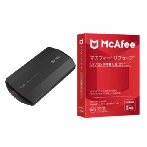 ＜SSD-PHP500U3-BA USB 3.2(Gen2) 対応 外付けSSD 500GB + マカフィー リブセーフ 3年 同時購入版＞の通販は 12,980円