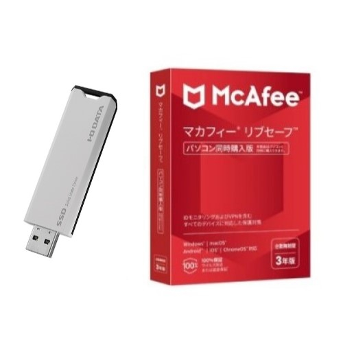 ＜SSPS-US1W USB USB 3.2 Gen2 対応 スティックSSD 1TB + マカフィー リブセーフ 3年 同時購入版＞