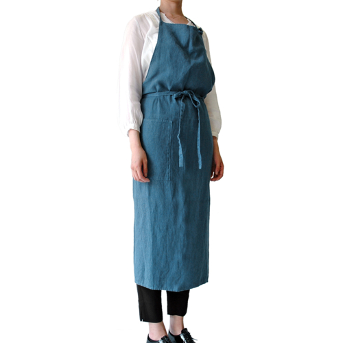 Linnne リンネ Linne エプロン 0118-040 Linnne ブルー 100％ピュアリネン 麻 身丈約101cm リトアニア