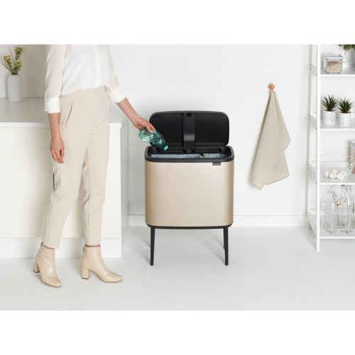 ブラバンシア(brabantia) ダストボックス Boタッチビン11+23L シャンパンソフトタッチ開閉 分別できる