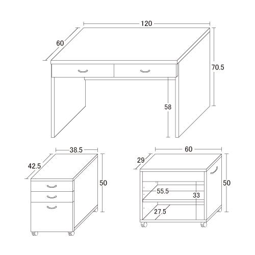 クロシオ 【一部組立】25165 システムデスク120 ブラウン