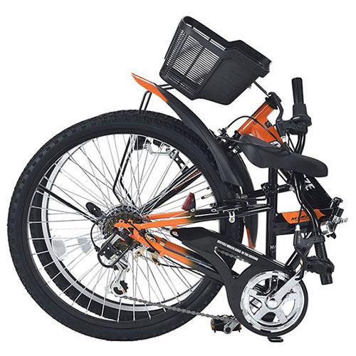 ジュニア用 折畳マウンテンバイク MTB 6段変速 LEDライト かご付 子供