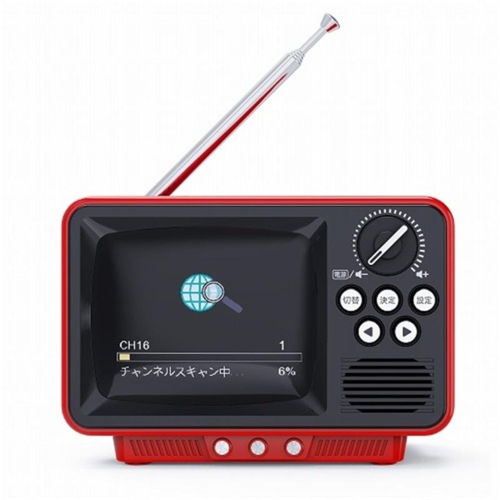 WINTECH TVR-RT1RD レッド 2.8インチ液晶ポータブルワンセグテレビ レトロデザイン ワイドFM対応 /テレビ/AM/FM_1