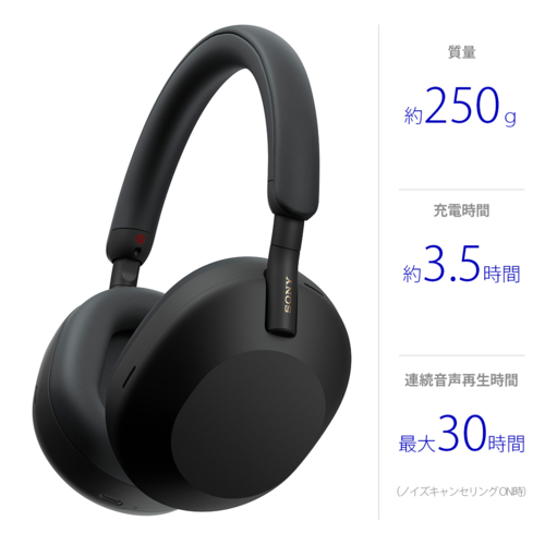 ソニー(SONY) WH-1000XM5 B ブラック ワイヤレスノイズキャンセリングステレオヘッドセット_1