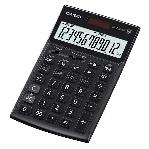 CASIO(カシオ) JS-20WKA-BK-N ブラック ジャストタイプ 実務電卓 12桁